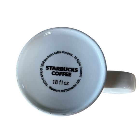 Starbucks 2008 Alaska North to the Future Ceramic 18 fl oz Mug Blue White Sketch - Picture 6 of 7